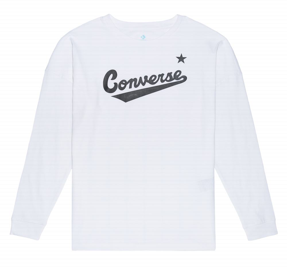 Camiseta Converse Script Manga Longa Mulher Branco 925670CWI